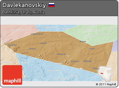 Political 3D Map of Davlekanovskiy, lighten