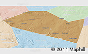 Political 3D Map of Davlekanovskiy, lighten