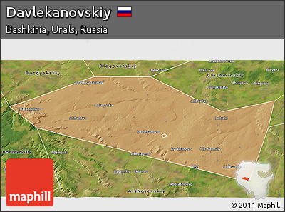 Political 3D Map of Davlekanovskiy, satellite outside