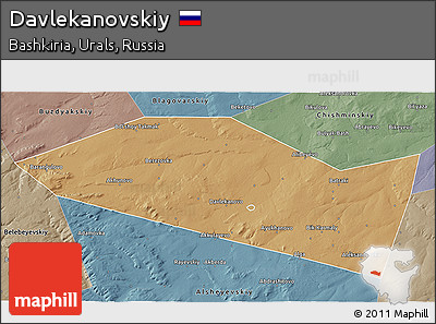 Political 3D Map of Davlekanovskiy, semi-desaturated