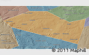 Political 3D Map of Davlekanovskiy, semi-desaturated
