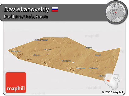 Political 3D Map of Davlekanovskiy, single color outside