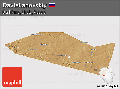 Political 3D Map of Davlekanovskiy, single color outside