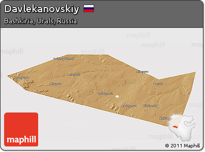 Political 3D Map of Davlekanovskiy, single color outside