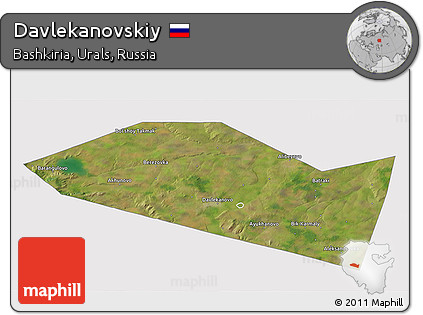 Satellite 3D Map of Davlekanovskiy, cropped outside