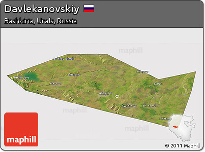 Satellite 3D Map of Davlekanovskiy, cropped outside