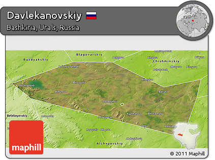 Satellite 3D Map of Davlekanovskiy, physical outside