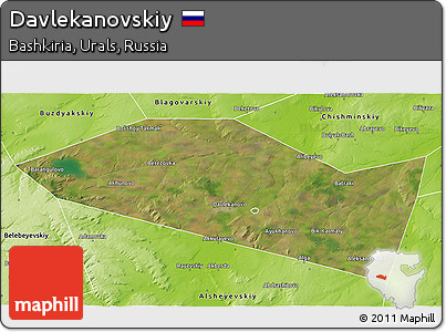 Satellite 3D Map of Davlekanovskiy, physical outside