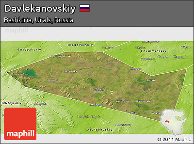Satellite 3D Map of Davlekanovskiy, physical outside