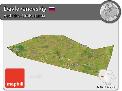 Satellite 3D Map of Davlekanovskiy, single color outside
