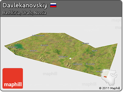 Satellite 3D Map of Davlekanovskiy, single color outside