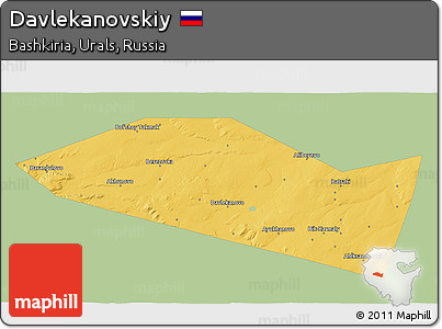 Savanna Style 3D Map of Davlekanovskiy, single color outside