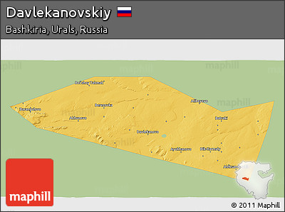 Savanna Style 3D Map of Davlekanovskiy, single color outside