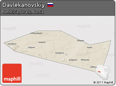 Shaded Relief 3D Map of Davlekanovskiy, cropped outside