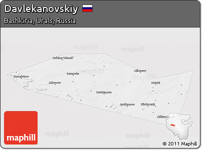 Silver Style 3D Map of Davlekanovskiy, single color outside
