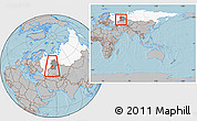 Gray Location Map of Davlekanovskiy, highlighted country, highlighted grandparent region, within the entire country, hill shading