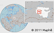 Gray Location Map of Davlekanovskiy, highlighted parent region, hill shading