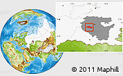 Physical Location Map of Davlekanovskiy, highlighted country, highlighted parent region