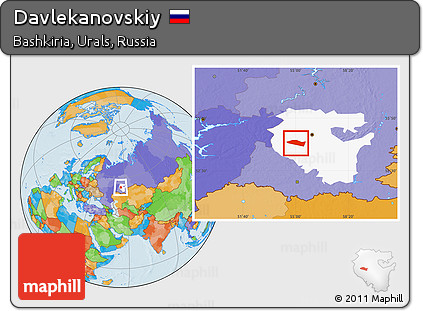 Political Location Map of Davlekanovskiy, highlighted parent region