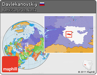 Political Location Map of Davlekanovskiy, highlighted parent region