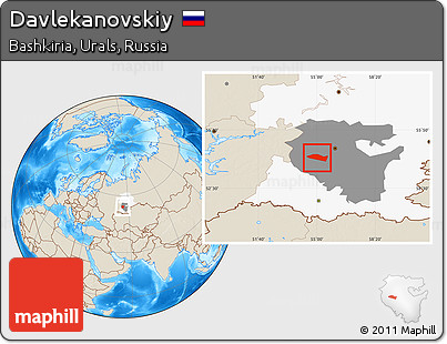 Shaded Relief Location Map of Davlekanovskiy, highlighted parent region, highlighted grandparent region