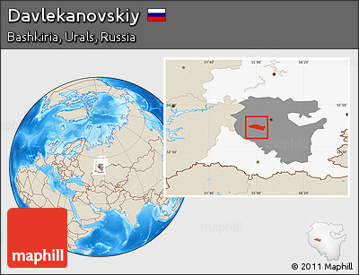 Shaded Relief Location Map of Davlekanovskiy, highlighted parent region, highlighted grandparent region