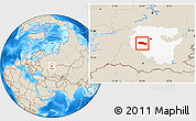 Shaded Relief Location Map of Davlekanovskiy, highlighted parent region