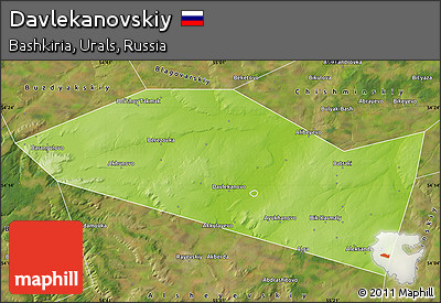 Physical Map of Davlekanovskiy, satellite outside