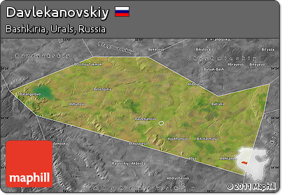 Satellite Map of Davlekanovskiy, desaturated