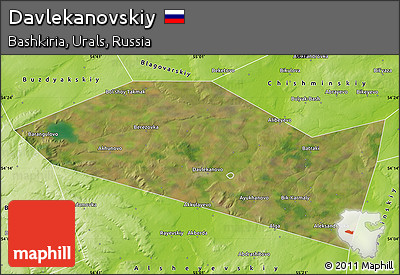 Satellite Map of Davlekanovskiy, physical outside