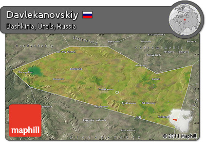 Satellite Map of Davlekanovskiy, semi-desaturated