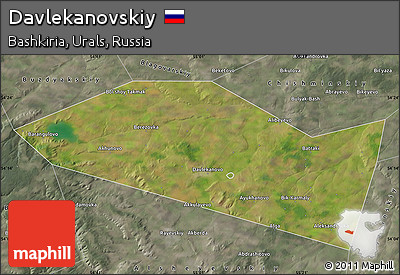 Satellite Map of Davlekanovskiy, semi-desaturated