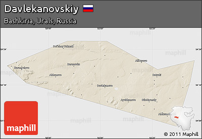 Shaded Relief Map of Davlekanovskiy, single color outside