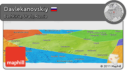 Physical Panoramic Map of Davlekanovskiy, political outside
