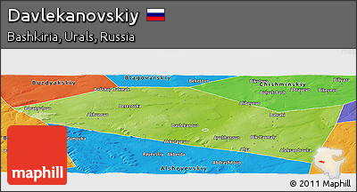 Physical Panoramic Map of Davlekanovskiy, political outside