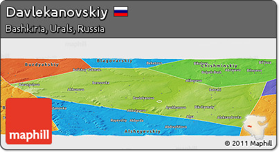 Physical Panoramic Map of Davlekanovskiy, political outside