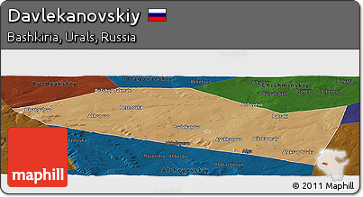 Political Panoramic Map of Davlekanovskiy, darken