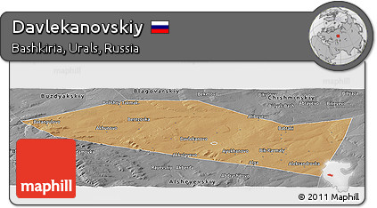 Political Panoramic Map of Davlekanovskiy, desaturated