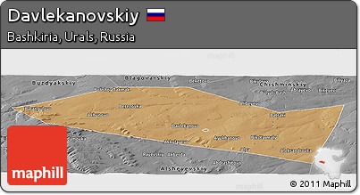 Political Panoramic Map of Davlekanovskiy, desaturated