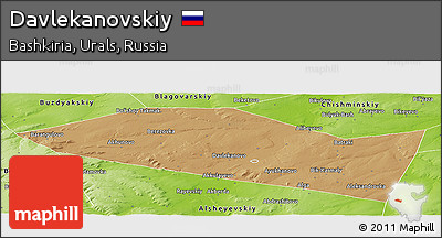 Political Panoramic Map of Davlekanovskiy, physical outside