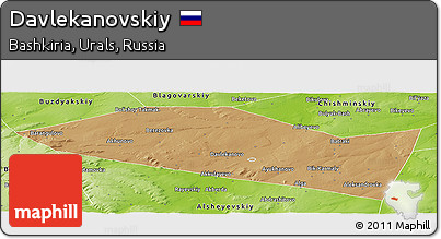 Political Panoramic Map of Davlekanovskiy, physical outside