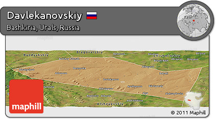 Political Panoramic Map of Davlekanovskiy, satellite outside
