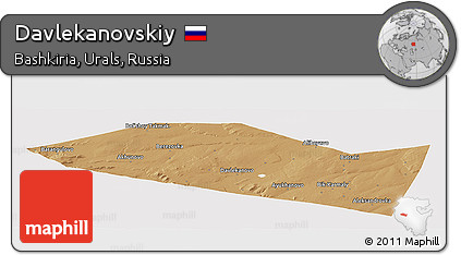 Political Panoramic Map of Davlekanovskiy, single color outside