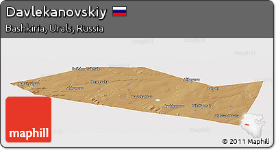 Political Panoramic Map of Davlekanovskiy, single color outside