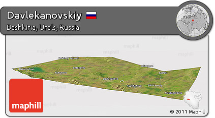 Satellite Panoramic Map of Davlekanovskiy, cropped outside