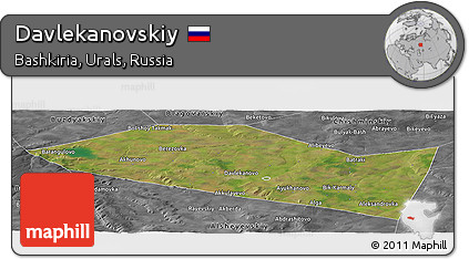Satellite Panoramic Map of Davlekanovskiy, desaturated