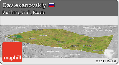 Satellite Panoramic Map of Davlekanovskiy, lighten, desaturated