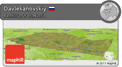 Satellite Panoramic Map of Davlekanovskiy, physical outside