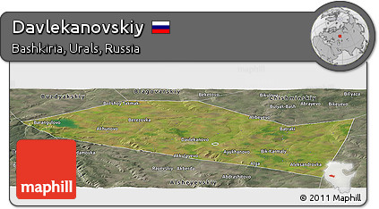 Satellite Panoramic Map of Davlekanovskiy, semi-desaturated