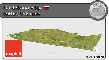 Satellite Panoramic Map of Davlekanovskiy, single color outside